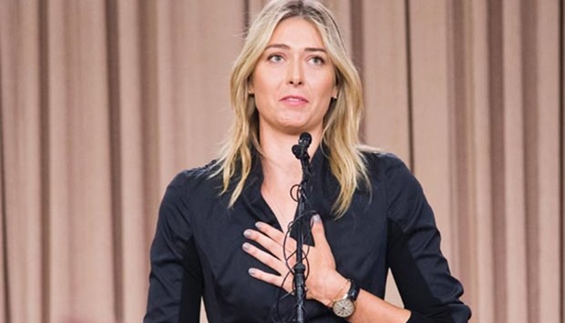Maria Sharapova speaks at a press conference in downtown Los Angeles.