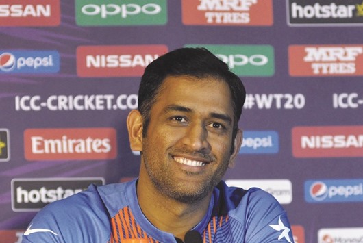 Indiau2019s captain Mahendra Singh Dhoni during a press conference ahead of the World T20 tournament in Kolkata yesterday. (AFP)