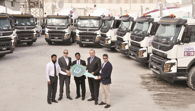 Domasco and Beton officials at the handover ceremony of 10 Volvo FMX Transit Mixers.