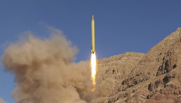 A long-range Qadr ballistic missile being launched in the Alborz mountain range in northern Iran.