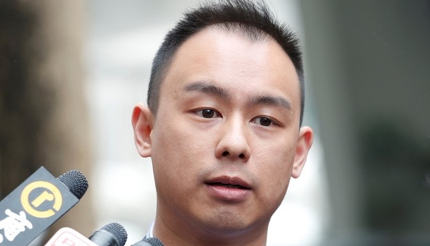 Kenneth She, Uber's General Manager in Hong Kong, speaks to journalists after five Uber drivers were found guilty of illegally using their vehicles for commercial purpose, in Hong Kong.