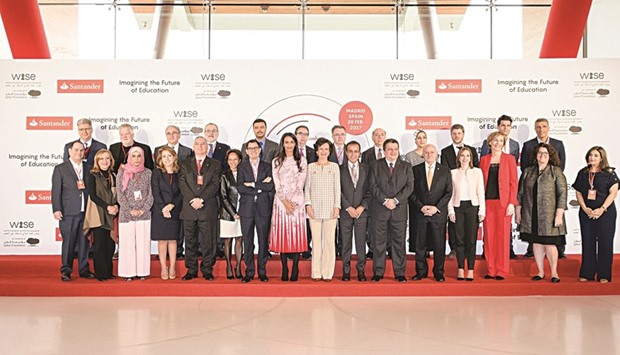 HE Sheikha Hind bint Hamad al-Thani, vice chairperson and CEO of Qatar Foundation, along with WISE representatives at the forum in Madrid.