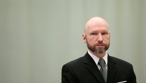Anders Behring Breivik is pictured on the last day of the appeal case in Borgarting Court of Appeal at Telemark prison in Skien, Norway, January 18, 2017.