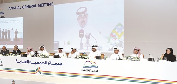 Nakilatu2019s board outlines its strategy before shareholders at the AGM yesterday. Nakilatu2019s growth strategy has been emboldened by its foray into repair and construction operations at the Erhama Bin Jaber Al Jalahma Shipyard as well as agency, towage and vessel support services, its chairman and Minister of Energy and Industry HE Dr Mohamed bin Saleh al-Sada said.