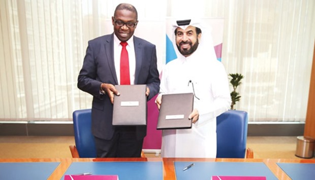 Al-Mansoori and Kimani after signing the MoU in Doha. The deal seeks to strengthen the relationship between both parties and set up a mechanism for cooperation and communication to work on matters of mutual interest.