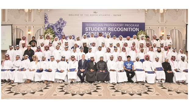 Some of the Qatari graduates at the recognition ceremony.