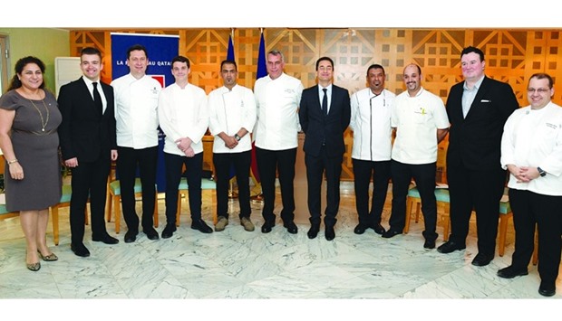 French ambassador Eric Chevallier (fifth, right) with hotel officials and chefs who will take part at u2018Gou00fbt de France/Good France celebration on March 21. PICTURE: Thajudheen