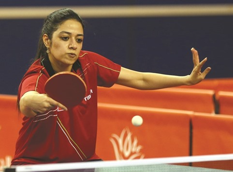 A Qatari paddler in action during the GCC Womenu2019s Games in Doha. The fifth edition of the championship kicked off last week and will go on till March 17.  PICTURE: Anas al-Samaraee