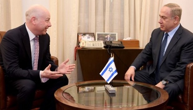Trump's special envoy Jason Greenblatt and Israeli Prime Minister Benjamin Netanyahu
