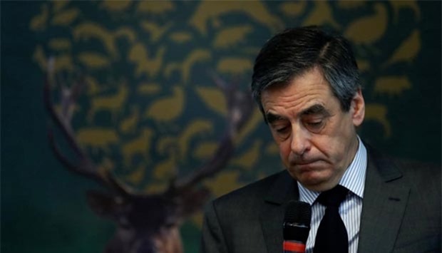 Francois Fillon speaks at the National Federation of Hunters general assembly in Paris on Tuesday.