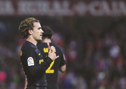 File picture of Atletico Madridu2019s Antoine Griezmann celebrating after scoring a goal against Granada during the Spanish La Liga match in Granada, Spain.