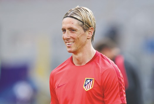File picture of Atletico Madridu2019s Fernando Torres during training.