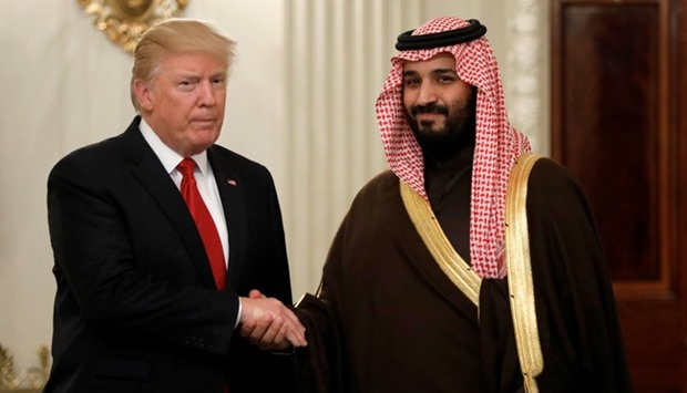 US President Donald Trump and Saudi Deputy Crown Prince and Minister of Defense Mohammed bin Salman meet at the White House in Washington, US.