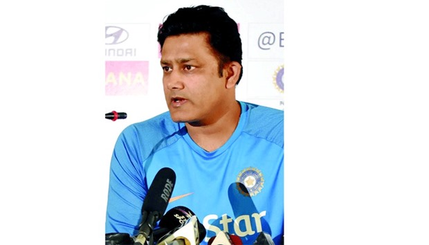 Head coach of the Indian cricket team, Anil Kumble speaks in Ranchi yesterday. (AFP)