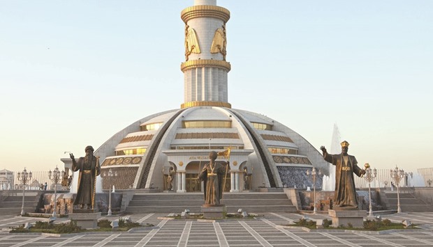 The Independence Monument of Turkmenistan.