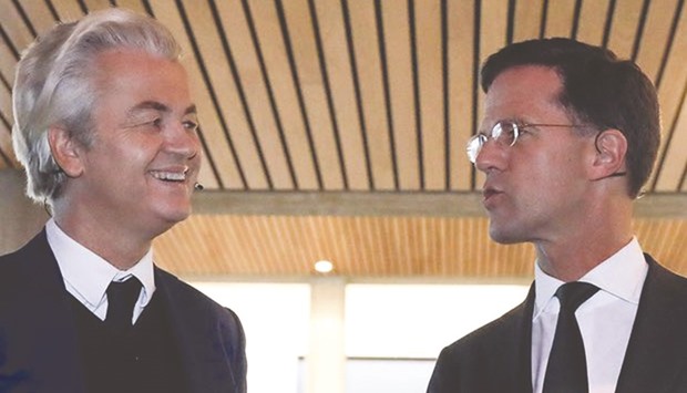 Geert Wilders, left, and incumbent Dutch prime minister Mark Rutte