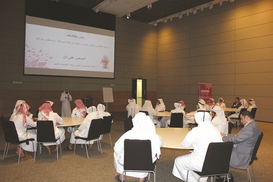 Shaheen al-Sulaiti presents a workshop as part of the Ambassadors Programme.