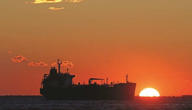 An oil tanker sits anchored off the Fos-Lavera oil hub near Marseille, France (file). Oil stocks in the worldu2019s richest countries stood at 3,025mn barrels in February, or about 297mn barrels above the five-year average, according to Bloomberg calculations based on International Energy Agency data