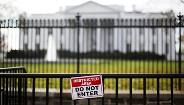 A restricted area sign is seen outside of the White House in Washington in this file photo.