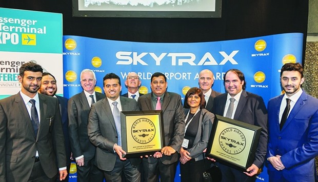 Officials celebrate the occasion of HIA being ranked Sixth Best Airport in the World by the 2017 Skytrax World Airport Awards.