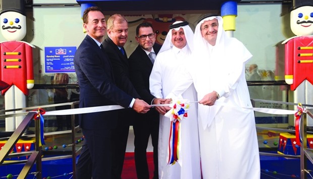 Sheikh Khalifa bin Jassim bin Mohamed al-Thani opening Jouu00e9Club store at Fifty One East, Lagoona Mall, as Bader Abdullah al-Darwish, Eric Chevallier, Alain Bourgeois-Muller and another dignitary look on. PICTURES: Noushad Thekkayil.