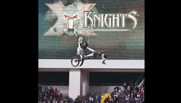 Japanese BMX rider Taka Higashino performs during the X-Knights competition at the National Stadium in San Jose, Costa Rica.
