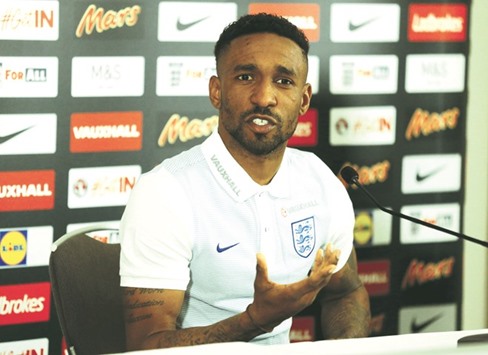 Englandu2019s Jermain Defoe speaks during a press conference. (Reuters)