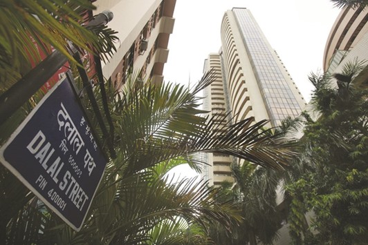 The Bombay Stock Exchange building is seen in Mumbai. The BSE Sensex closed down 318 points to 29,168 yesterday.