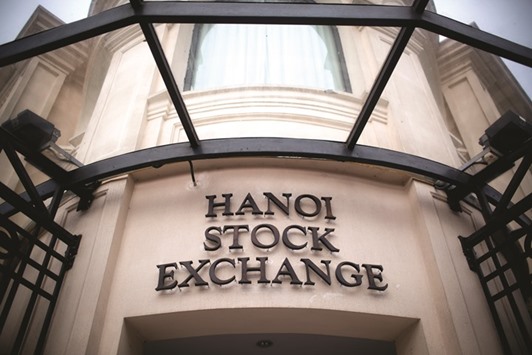 A frontal view of the Hanoi Stock Exchange building. Vietnam plans to start trading in its new derivatives market in May with an initial offering of stock-index and government-bond futures contracts.