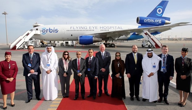 Dignitaries and VIP guests welcomed the Orbis Flying Eye Hospital to Doha with an official reception at Doha International Airport.