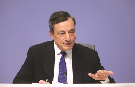ECB president Mario Draghi reacts during a news conference in Frankfurt. u201cThe banking sectoru2019s capacity to fully support the euro areau2019s recovery is curtailed by its low profitability,u201d Draghi said in the annual report for the ECBu2019s bank-supervision arm.