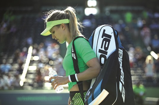 Eugenie Bouchard of Canada leaves the court after her loss against Ashleigh Barty of Australia at Crandon Park Tennis Centre in Key Biscayne, Florida. (Getty Images/AFP)