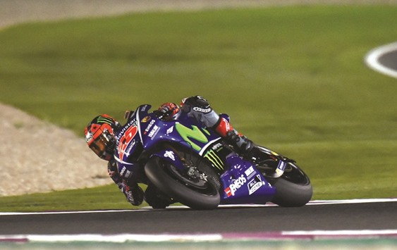 Yamaha rider Maverick Vinales in action during FP1 at the Losail International Circuit yesterday. PICTURE: Noushad Thekkayil