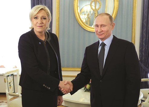 Putin with Le Pen at the Kremlin.