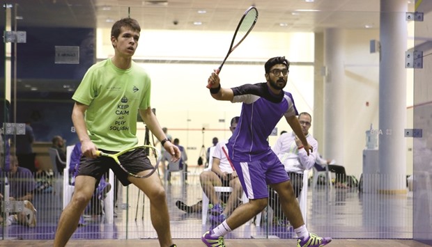 Players in action during the second Aspire Academy Professional Squash Association (PSA) Satellite Tournament.