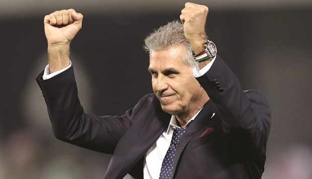 Iranu2019s head coach Carlos Queiroz celebrates his teamu2019s victory against Qatar in their World Cup Qualifier on Thursday. (Reuters)