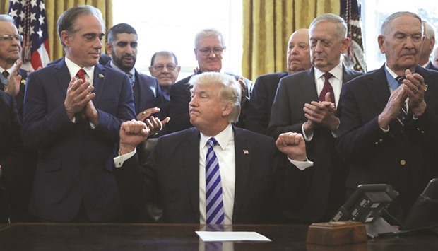 President Trump during a meeting with Medal of Honor recipients in the Oval Office.