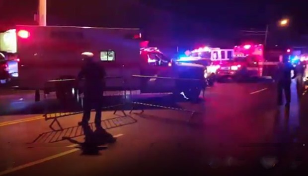 Image grab from a video posted in social media that shows police vehicle arrive at the nightclub.