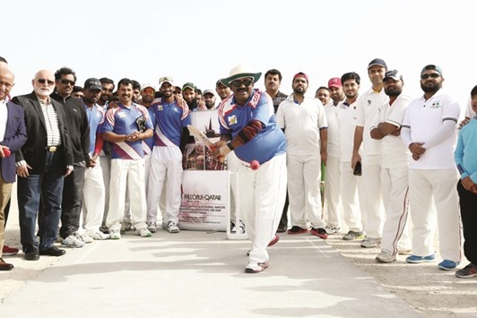 Chidananda Nayak, General Manager of M. Pallonji inaugurates the 3rd M. Pallonji cricket tournament at West Bay Cricket Complex.