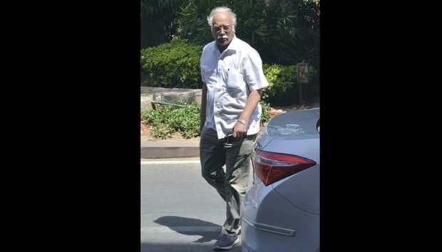 Civil Aviation Minister Ashok Gajapati Raju Raju arrives at Parliament House in New Delhi yesterday. The minister said all airlines have been empowered to deny boarding to any passenger whose behaviour was not proper.