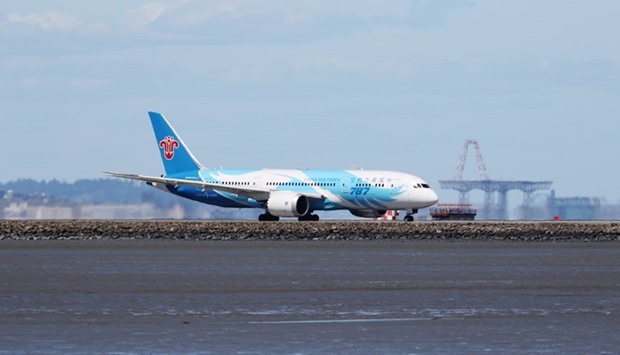 A China Southern Boeing 787, with Tail Number B-2727, taxis at San Francisco International Airport, San Francisco, California.  April 11, 2015 file photo.
