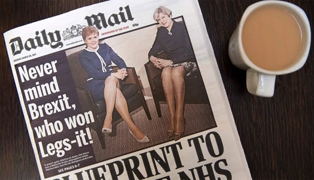 Today's Daily Mail newspaper, pictured in a coffee shop in central London