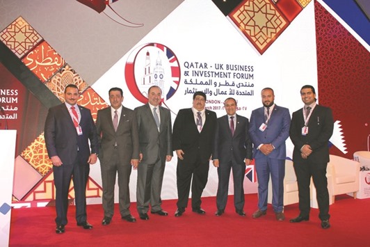 Commercial Bank director Omar Hussain Alfardan and CEO Joseph Abraham among other top bank officials at the Qatar-UK Business and Investment Forum in London.