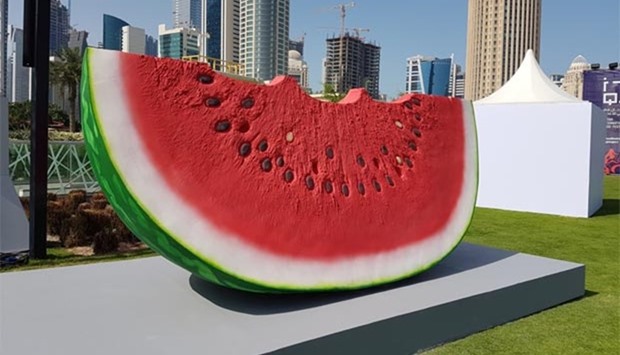A giant model of a watermelon adorns the food festival venue. PICTURES: Joey Aguilar