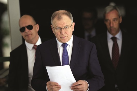EU commissioner for health and food safety, Vytenis Andriukaitis, leaves after a meeting with Brazilu2019s Minister of Agriculture Blairo Maggi in Brasilia, Brazil, yesterday.
