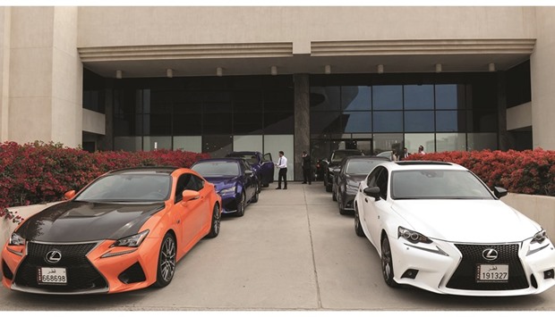 The Lexus vehicles used for the test drive.