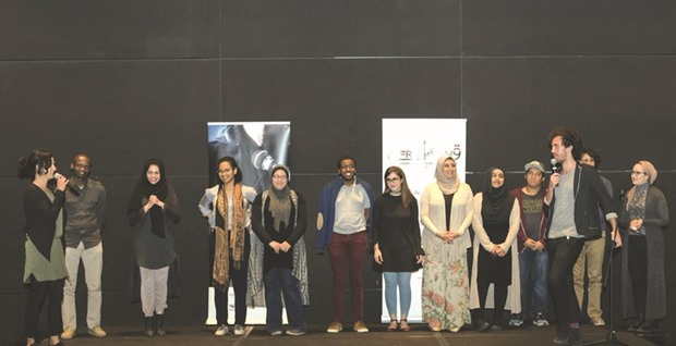 Some of the participants of u2018Poetry Slamu2019 workshop during the performance.