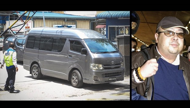 A van believed to be carrying the body of Kim Jong-nam, the half-brother of North Koreau2019s leader Kim Jong-un, leaves the forensics wing of the Hospital Kuala Lumpur in Kuala Lumpur, yesterday. RIGHT: A file photo of Kim Jong-nam.