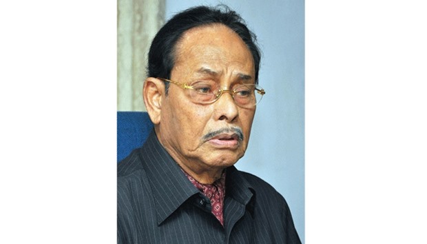 H M Ershad speaks during a press conference in Dhaka.