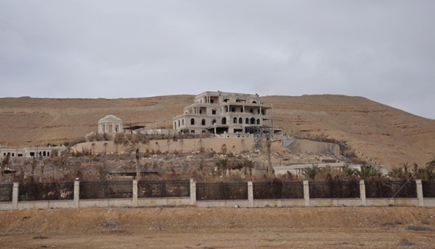 A general view shows a palace complex, which has been recaptured from Islamic State militants, on the edge of Palmyra.